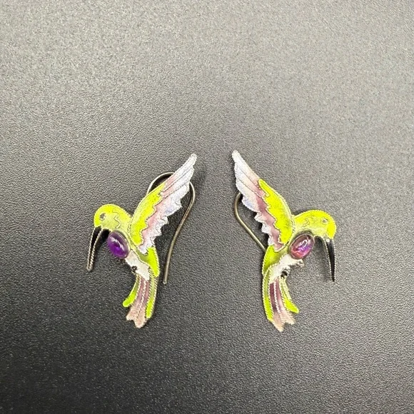 Vintage Zarah Enameled Earrings - Picture 2 of 4